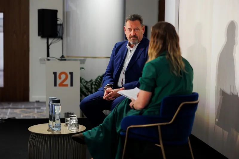 Mining industry representative sharing insights during a filmed interview at 121 London