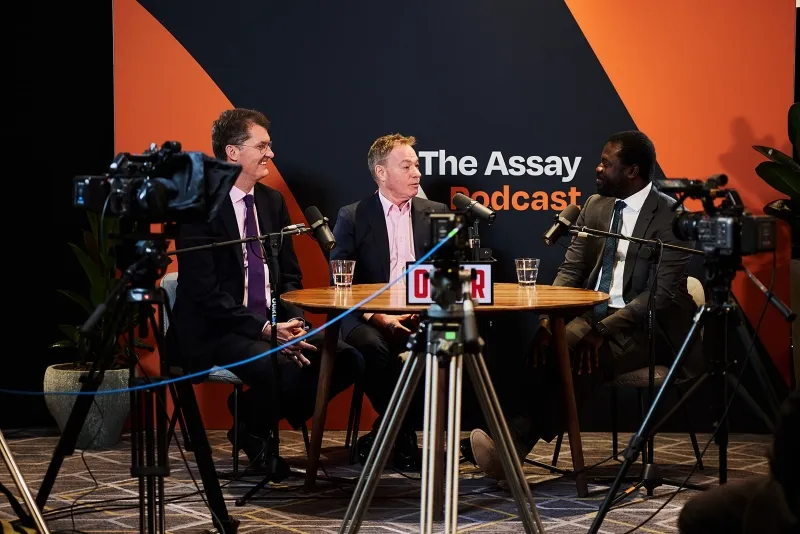 Mining industry experts discussing investment trends on The Assay Podcast