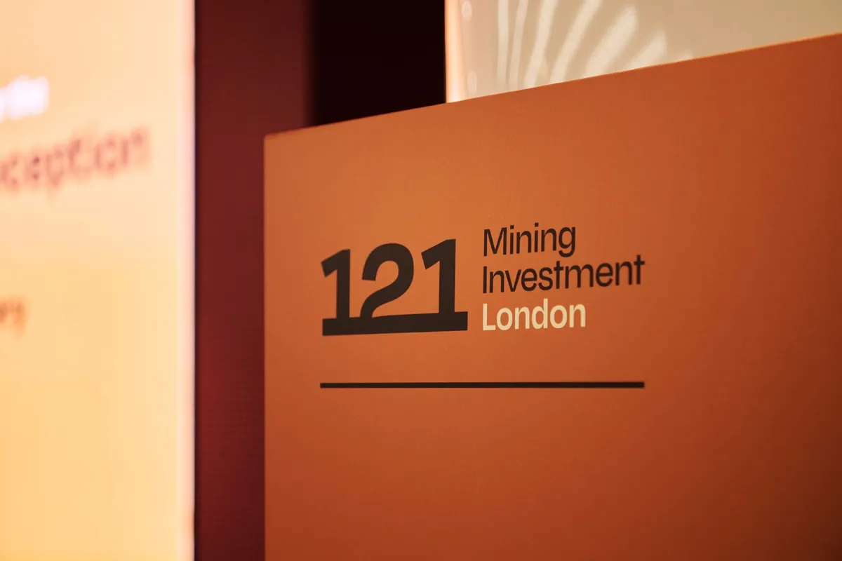 121 Mining Investment London event signage displayed at the venue