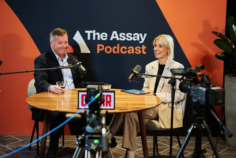 Mining industry expert being interviewed in The Assay Podcast Studio at 121 London